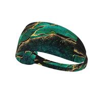 Marbre Noir Sarcelle, Malachite Verte avec veines dorées et Taches dorées,Bandeau de Sport Unisexe, Bandeau élastique Multi-usages pour Cheveux
