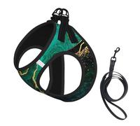 Marbre Noir Sarcelle, Malachite Verte avec veines dorées et Taches dorées,Harnais pour Animaux de Compagnie, Harnais réfléchissant réglable pour Chien,S