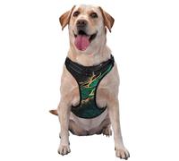 Marbre Noir Sarcelle, Malachite Verte avec veines dorées et Taches dorées,Harnais pour Animaux de Compagnie, Harnais réfléchissant réglable pour Chien,M