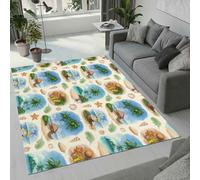 MARBRE Palm Trees Rug Living Room Bedroom Runner 3D Ocean Rugs Washable Anti-Slip Super Soft Short Pile Rug 140x200cm Fluffy No Shedding Indoor Outdoor Carpets Mat(Image 8-1)
