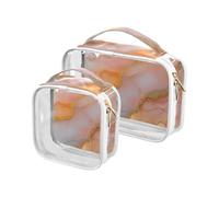 Marbre Peach Blush Lot de 2 sacs de toilette de voyage transparents à suspendre - Approuvés par la TSA - Pour femmes et hommes - Kit de rasage