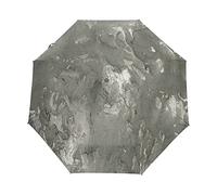 Marbre Pierre Noir Gris Marron Parapluie Pliant Ouverture et Fermeture Automatique Protection UV Parapluies Pliant Coupe-Vent Ultra-léger pour Voyager Plage Femmes Enfants Fille