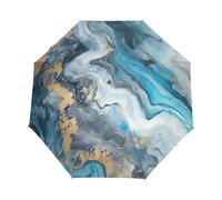Marbre Pierre Rayures Texturé Bleu Parapluie Pliant Enfant Garçons Filles Automatique Protection UV Parapluies Coupe-Vent pour Voyager
