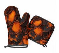 Marbre Rouge-Orange Oven Gloves & Pot Holders Lot De 2 Heat Resistant Microwave Hand Glove Cooking Oven Gloves & Hot Pads pour Cakes Home Microwave