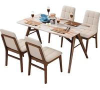 Marbre Table de salle à manger en bois Designer Chambre Set complet 5 pcs. plaque de pierre