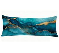 Marbre Taie Oreiller 40x120 cm Turquoise Housse Traversin 120 x 40 cm Set de 1 Coussin Grossesse, Douce et Confortable avec Fermeture éclair Oreiller de Corps pour Canapé Lit Coussin Long J0-1048