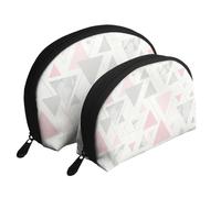 Marbre Triangle Géométrique Argent Gris Rose, Trousse de Maquillage Coquille Femme Petit Porte-Monnaie Trousse de Toilette Trousse à cosmétiques 2 pièces