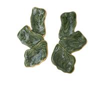 Marbre vert émail fleur boucles d'oreilles, à la mode grande déclaration boucles d'oreilles, alliage léger, parfait pour les tenues quotidiennes et fête