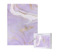 Marbre Violet Lavande Ligne dorée,Puzzle Familial en Bois de 500 pièces pour Adultes et Adolescents