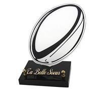 Marbrerie Funelior Rugby - Plaque funéraire galbée - Altuglas - BlancMulticouleurNoir - L 23 x H 22 cm