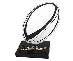 Marbrerie Funelior Rugby - Plaque funéraire galbée - Altuglas - BlancMulticouleurNoir - L 23 x H 22 cm