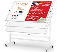MARBS 70"x36" Rolling Whiteboard with Stand & Flipchart,Height Adjust Mobile Whiteboard Magnetic, 360° White Board with Stand for Home, Office & School, Dry Erase White Board on Wheels Double Sided