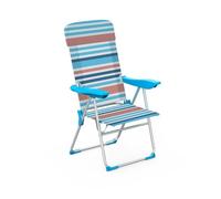 Marbueno Summer Chaise pliante 5 positions en aluminium avec coussin à rayures orange et bleues 69 x 58 x 110 cm 10465