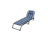 Marbueno Chaise Longue Pliable Acier Avec Coussin Jardin et Piscine 190X58X27 cm Rayures Bleues 10171