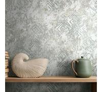 marburg Papier peint aspect 3D gris vert aspect béton graphique moderne pour salon, chambre à coucher, cuisine, 10,05 x 0,53 cm