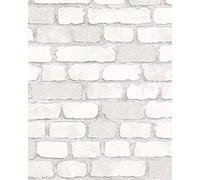 marburg Papier peint Pierre blanc aspect brique effet 3D pour chambre à coucher salon ou cuisine papier peint aspect pierre 10,05m x 0,53m 58412