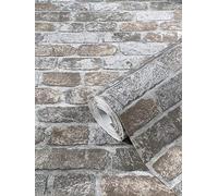 marburg Papier peint Pierre Gris Beige Brique Effet 3D pour chambre à coucher salon ou cuisine Papier peint aspect pierre 10,05m x 0,53m 58410