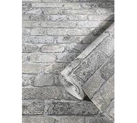 marburg Papier peint Pierre Gris Brique Effet 3D pour chambre à coucher salon ou cuisine Papier peint aspect pierre 10,05m x 0,53m 58411