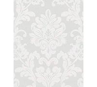 marburg Papier peint non-tissé Blanc Perle Fibre de Verre Floral Arbustes Plante Feuille pour chambre de mouton salon ou cuisine Qualité supérieure 100% Fabriqué en Allemagne 10,05 x 0,53m 82091