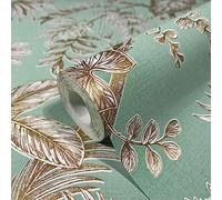 marburg Papier peint vert doré floral moderne naturel pour chambre à coucher ou salon fabriqué en Allemagne 10,05 x 0,53 m