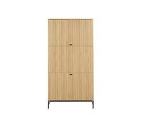 Marc - armoire dressing - avec 7 étagères et penderie - effet bois et pieds métal - Bois