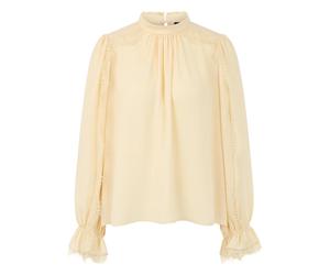 Marc Cain - Blouse fluide avec dentelle - Femme - Blouses et Chemises - Beige - Taille: 42 FR