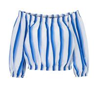 Marc Cain - Chemisier Carmen à rayures - Femme - Blouses et Chemises - Bleu - Taille: 42 FR