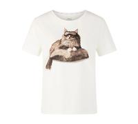 Marc Cain - T-shirt à imprimé chat - Femme - Tops - Blanc - Taille: 40 FR