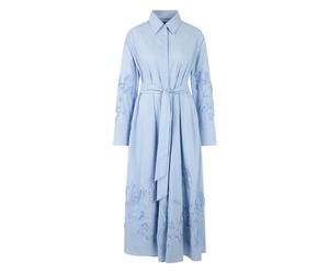 Marc Cain - Gestreiftes Midikleid mit Stickerei - Femme - Robes - Bleu - Taille: 42 FR