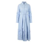 Marc Cain - Gestreiftes Midikleid mit Stickerei - Femme - Robes - Bleu - Taille: 48 FR