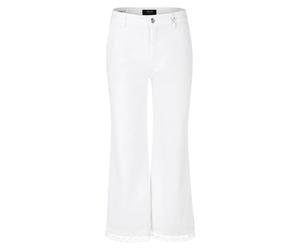 Marc Cain - Jean taille haute coupe large avec bordure en dentelle - Femme - Pantalons - Blanc - Taille: 40 FR