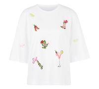 Marc Cain - Shirt mit 3/4-Ärmeln und Patches - Femme - Tops - Blanc - Taille: 38 FR