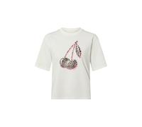 Marc Cain T-shirt écru / chocolat / rose, Taille M-L