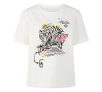 Marc Cain, Femme, Tops, Blanc, Taille: 40 FR T-Shirt mit Applikationen