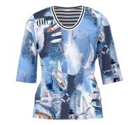 Marc Cain - T-Shirt mit maritimem Print - Femme - Tops - Bleu - Taille: 40 FR