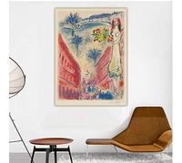 Marc Chagall《Avenue De La Victoire à Nice》Art sur toile Peinture à l'huile Oeuvre Image Décoration murale Décoration de la maison Impression sur toile 70x100cm sans cadre