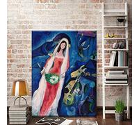 Marc Chagall Vintage Bleu Surréalisme Toile Mur Art Peintures Mariée Abstrait Animal Affiches pour Salon Décoration intérieure 68x45cm cadre intérieur