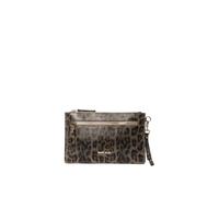 Marc Ellis New York Sac à bandoulière pour femme en cuir véritable Made in Italy 26 x 16,5 x 1,5 cm, Léopard et or, Taille unique