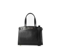Marc Ellis New York Sac à main pour femme en cuir véritable Made in Italy 21,5 x 17 x 8,5 cm, Noir et or., Taille unique