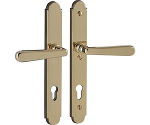 Marc Hesi 1232.170.079.s de sécurité Poignée de profil Vieux de Vienne - Sur Plaque longue protection éloignement 92 mm, pour épaisseur de porte jusqu'à 80 mm, sans noyau Cylindre laiton poli