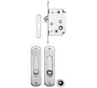 Marc Hesi 4067.500.009.0 Kit de ferrure pour porte coulissante - Serrure et poignée - galvanisée : 50 mm - Laiton Chromé Mat | Argenté mat