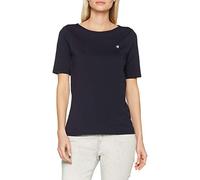 Marc O'Polo 51195 T-Shirt à Manches Courtes pour Femme avec Petit Logo imprimé Confortable en Coton Bio, Bleu, XXS