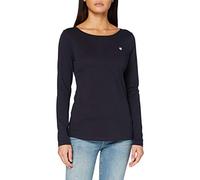 Marc O'Polo 52487 T-Shirt à Manches Longues en Coton Bio pour Femme avec col Bateau, Bleu, XXS