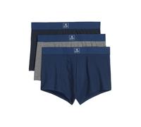 Marc O'Polo Lot de 3 boxers rétro pour homme - En coton respirant et élastique - Avec logo - Taille élastique, Pantalon rétro Trunk Essentials Iris Ink/Grey Mel/Blue Print, L