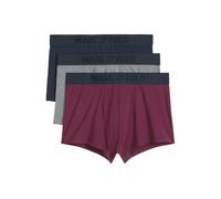Marc O'Polo Lot de 3 boxers rétro pour homme - En coton respirant et élastique - Avec logo - Taille élastique, Caleçon rétro Trunk Essentials bleu marine/gris chiné/cerise à lacets, L