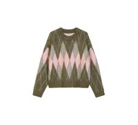 Marc O'Polo DENIM Pull-over 'Preppy' olive / rose ancienne / blanc, Taille M