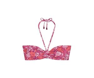 Marc O'Polo Haut de Bikini Triangle pour Femme Abstract Leaf, Imprimé Feuille Abstraite Raspberry Coulisleaf, XS