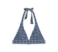 Marc O'Polo Haut de Bikini Triangle Shiny pour Femme, Bleu Marine à Carreaux Brillants, S