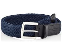 Marc O'Polo 3006 Sportive pour Homme, élastique avec détails en Cuir, Ceinture tressée de qualité supérieure avec Boucle en métal, Bleu, 100 cm