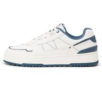 Marc OߴPolo Hommes Sneaker Plate en Cuir avec Semelle en Caoutchouc, Blanc (White/Storm), 46